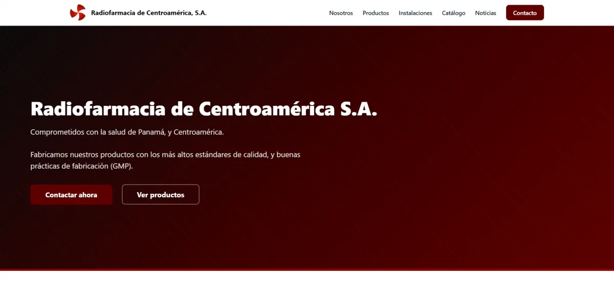 Página de inicio de Radiofarmacia de Centroamérica
